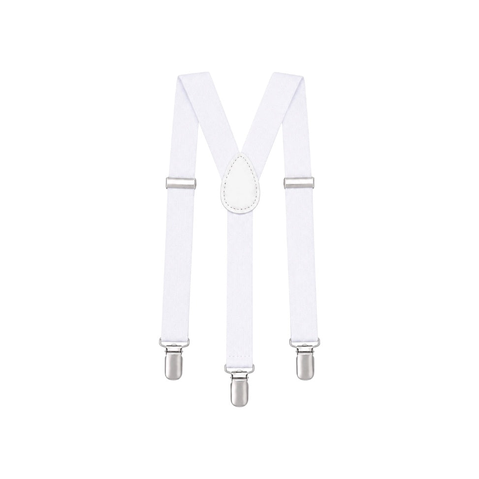 Fancy Kids Boys’ White Adjustable Suspenders