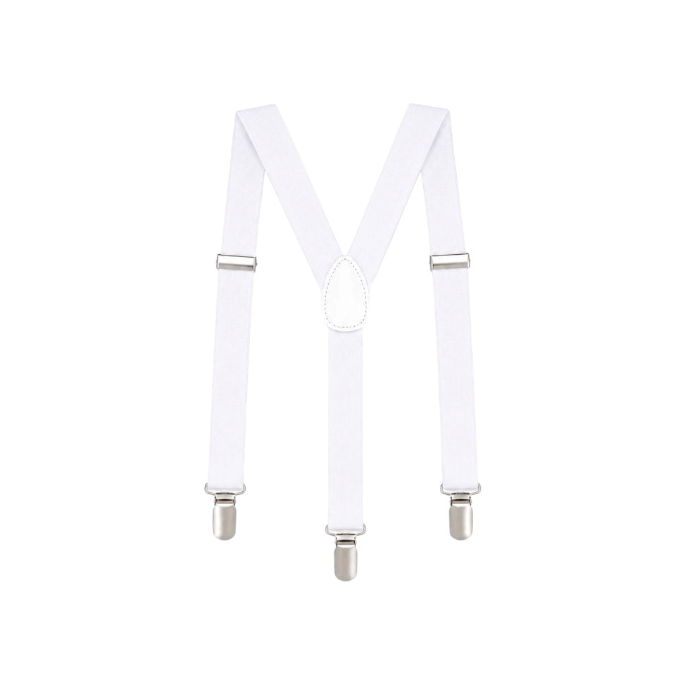 Mavezzano Boys’ White Adjustable Suspenders