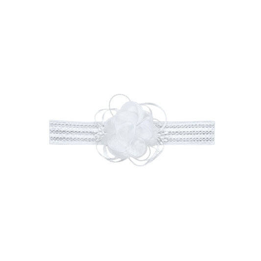 Baby White Rosette Headband with Rhinestone Accents