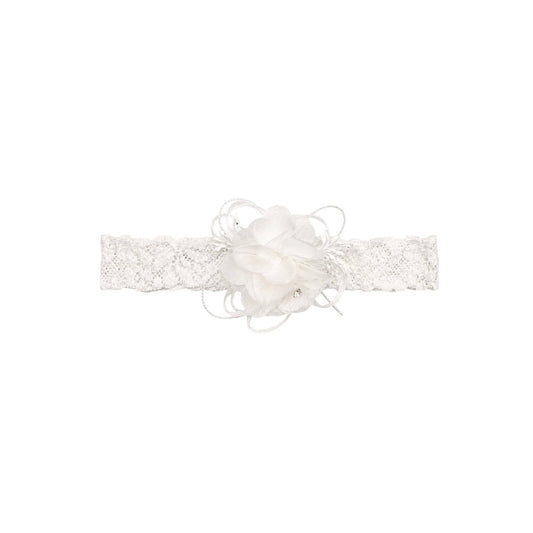 Baby Ivory Rosette Headband with Rhinestone Accents