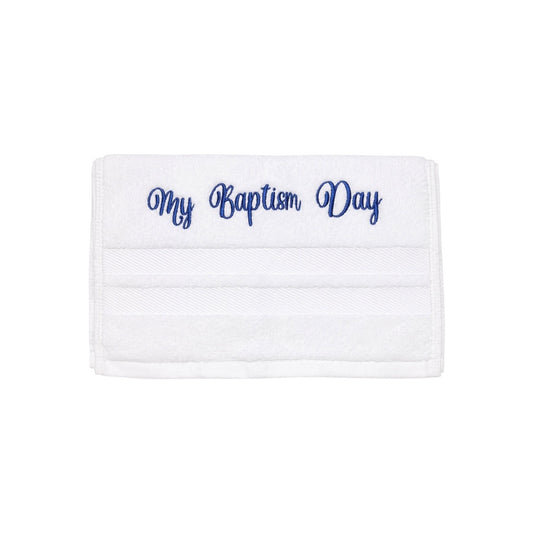 “My Baptism Day” Embroidered Cotton Towel