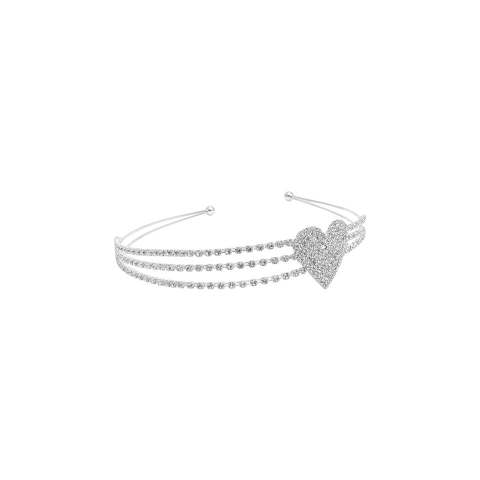 Triple Row Rhinestone Heart Headband