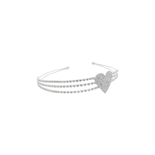 Triple Row Rhinestone Heart Headband