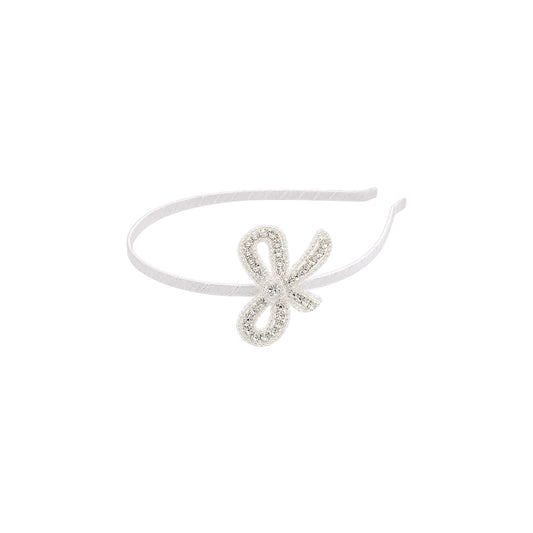 Off-White Rhinestone Bow Headband