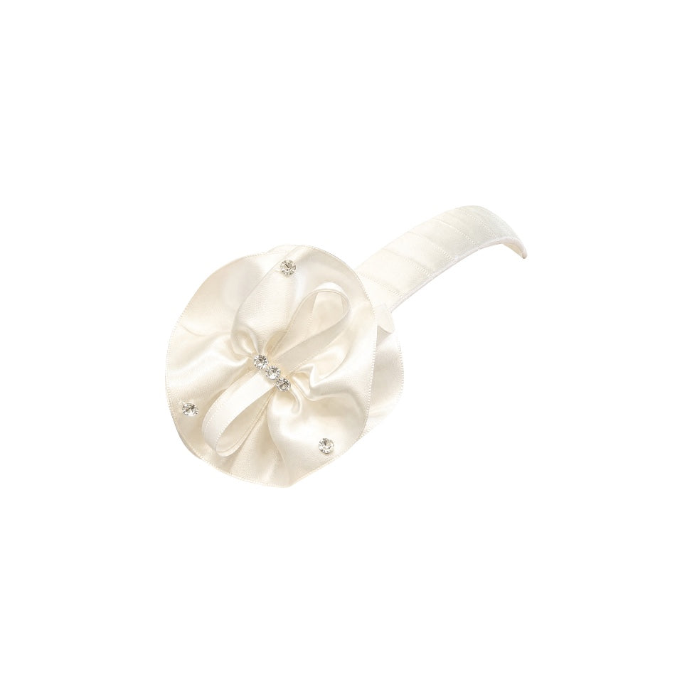 Satin Pansy Flower Headband with Rhinestone Accents