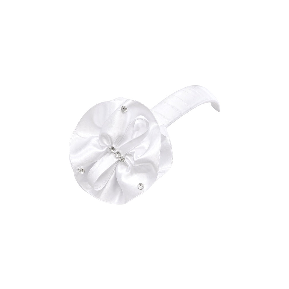 Satin Pansy Flower Headband with Rhinestone Accents
