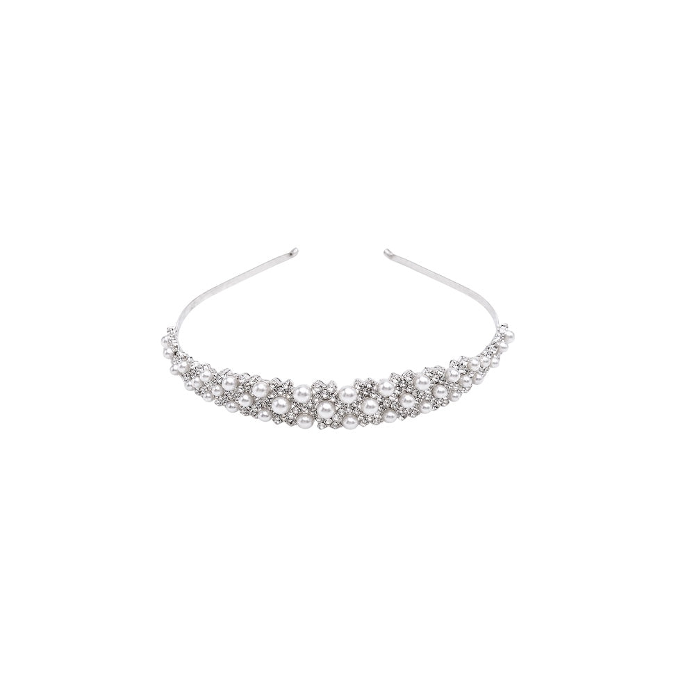 Silver Rhinestone & Faux Pearl Headband