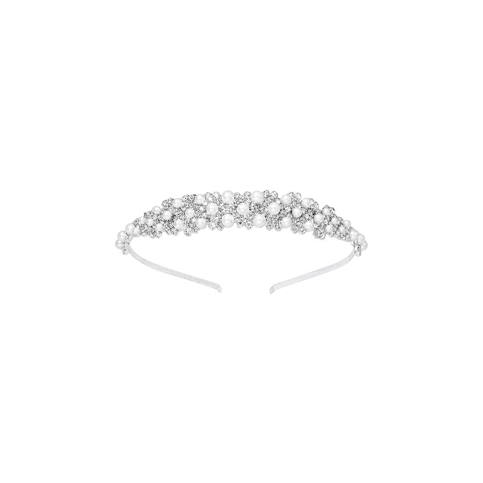 Silver Rhinestone & Faux Pearl Headband