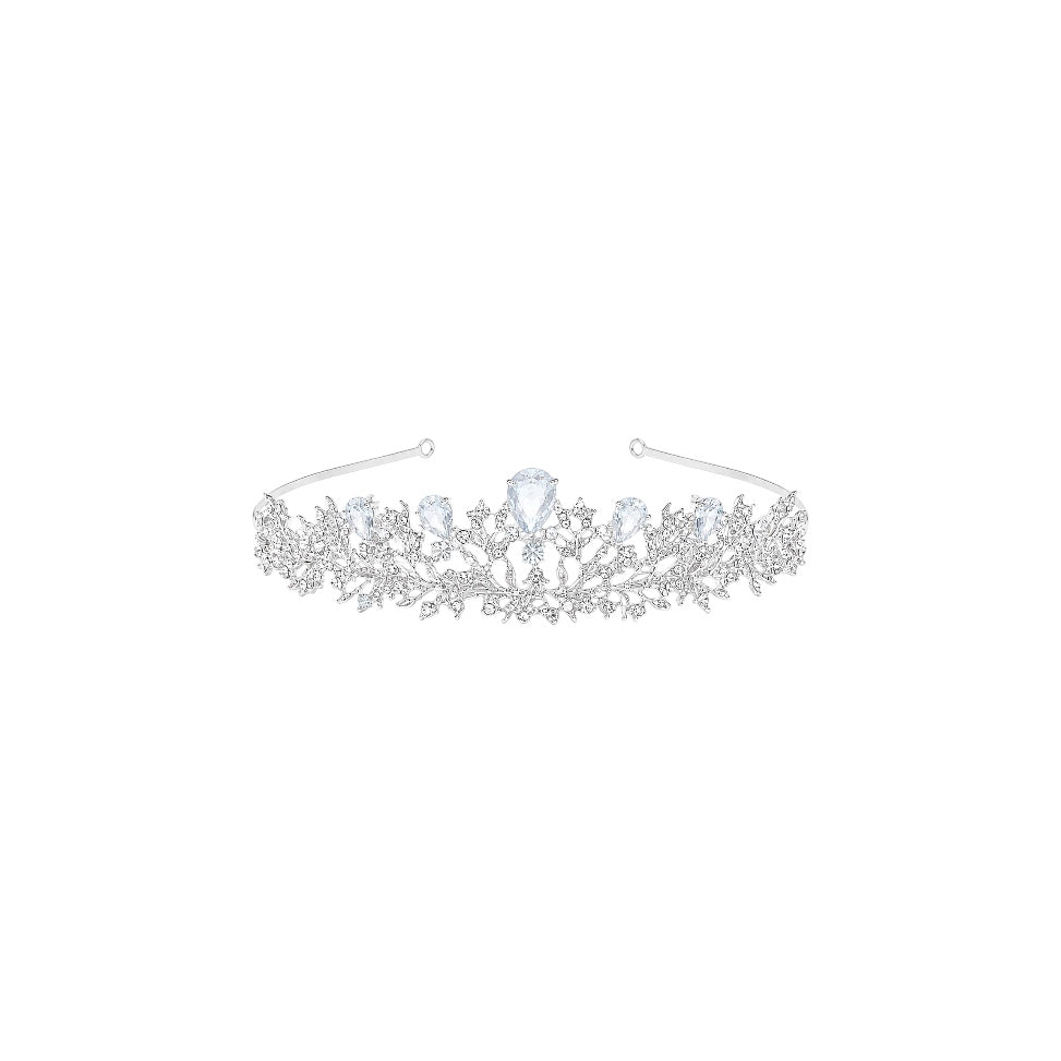 Silver Crystal & Rhinestone Floral Tiara