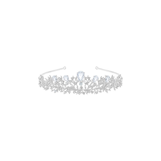 Silver Crystal & Rhinestone Floral Tiara