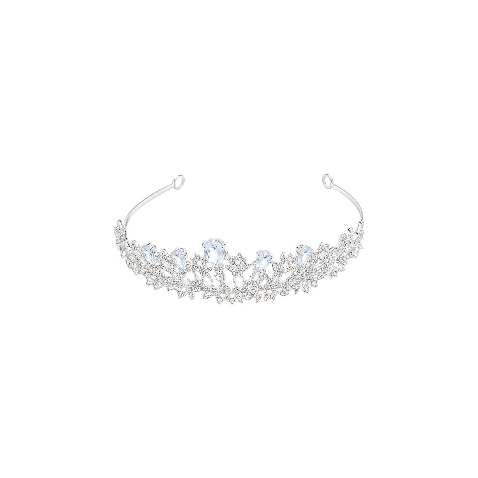 Silver Crystal & Rhinestone Floral Tiara