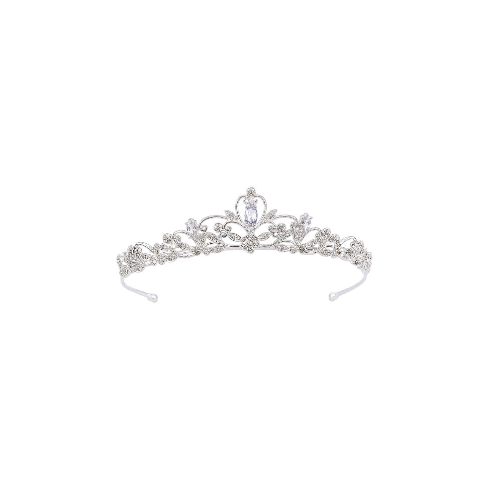 Silver Crystal Scrollwork Princess Tiara