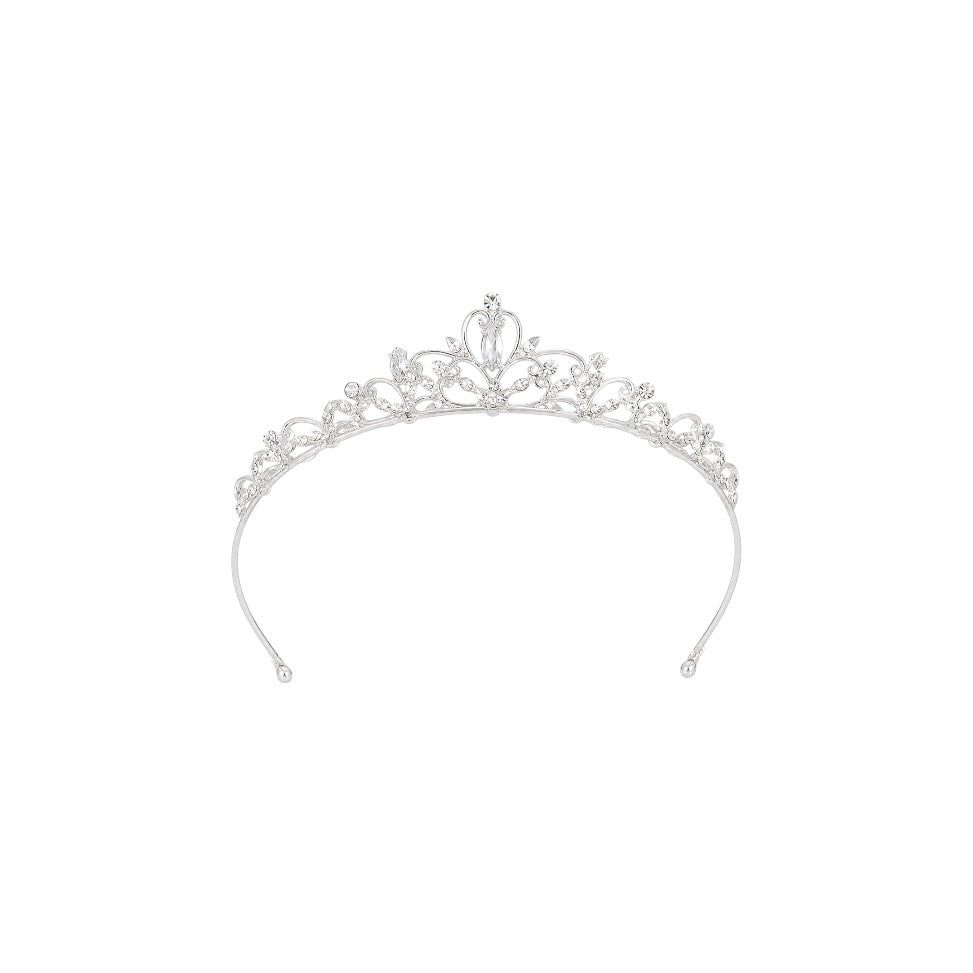 Silver Crystal Scrollwork Princess Tiara