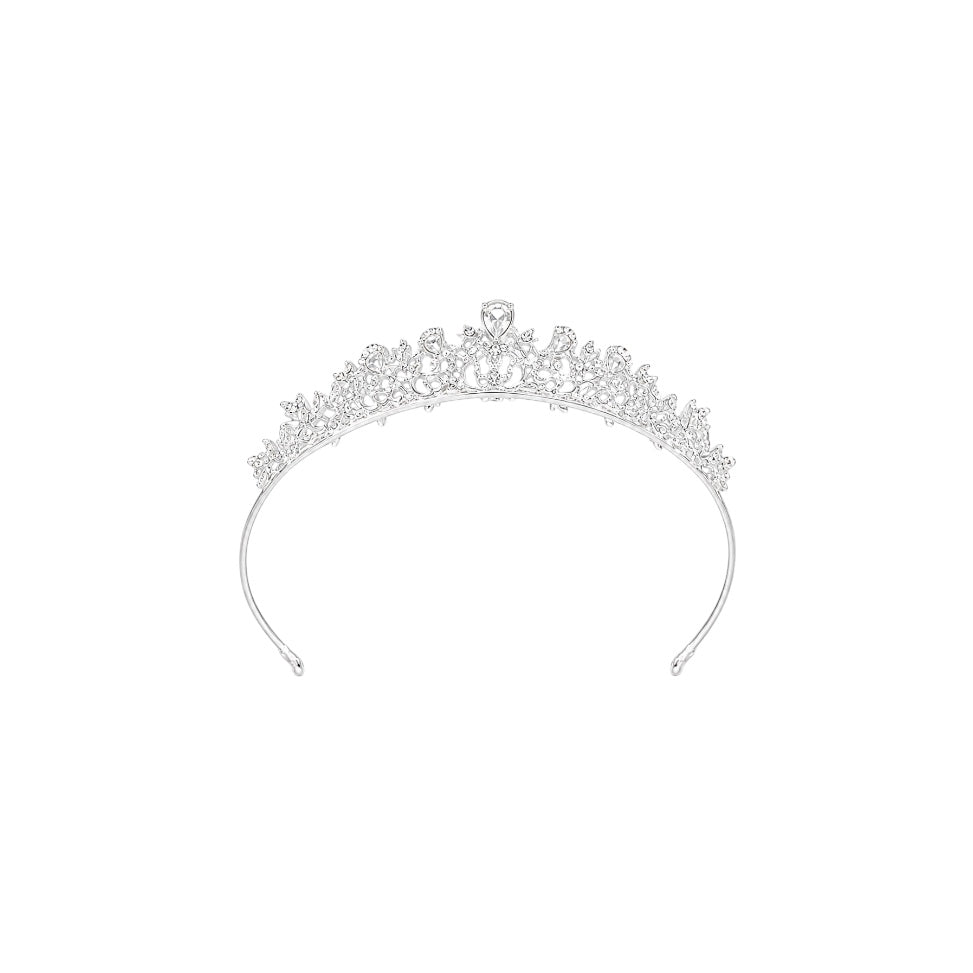 Silver Crystal & Rhinestone Floral Tiara
