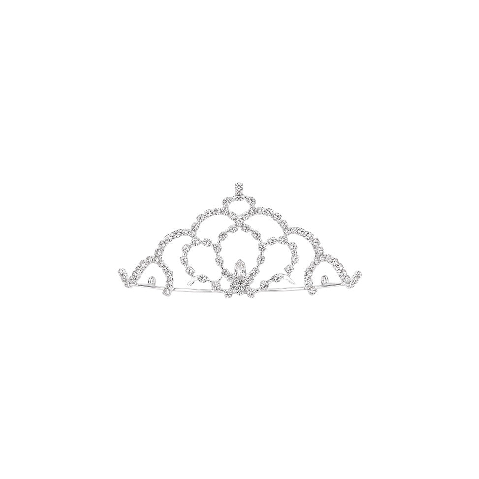 Medium Silver Rhinestone Princess Tiara Comb (Assorted Designs)