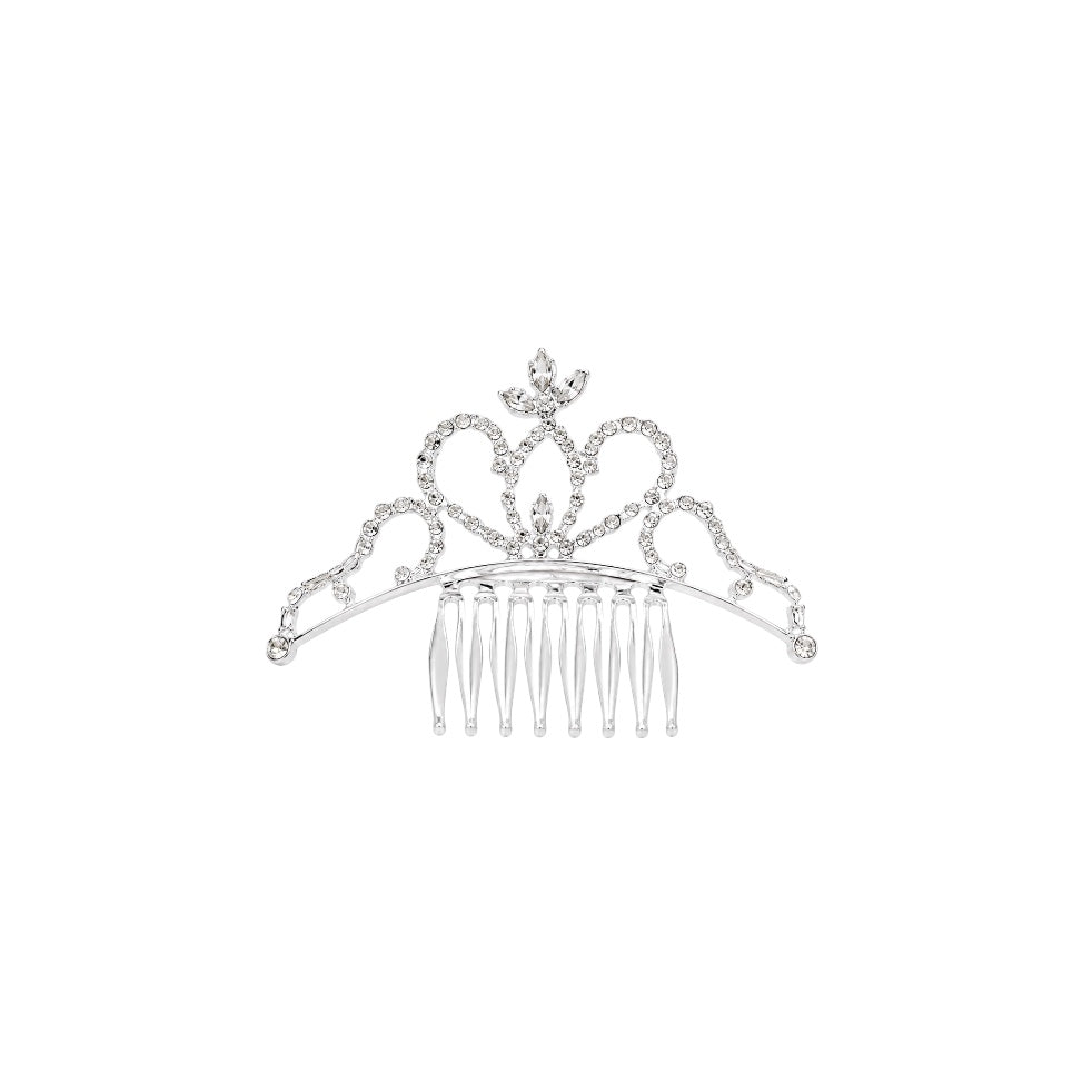 Medium Silver Rhinestone Princess Tiara Comb (Assorted Designs)