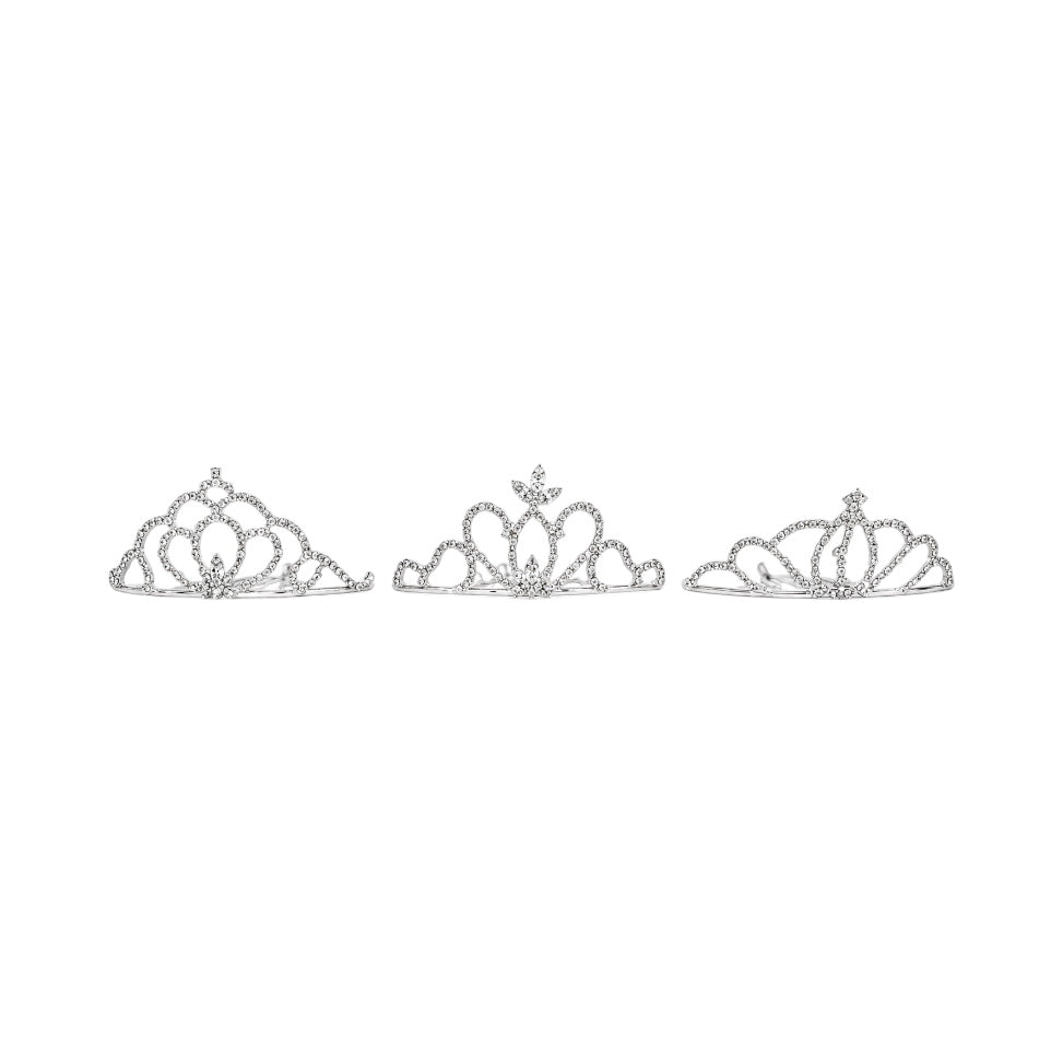 Medium Silver Rhinestone Princess Tiara Comb (Assorted Designs)