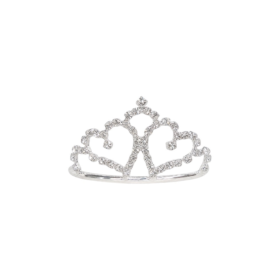 Small Silver Rhinestone Princess Tiara Comb (Assorted Designs)