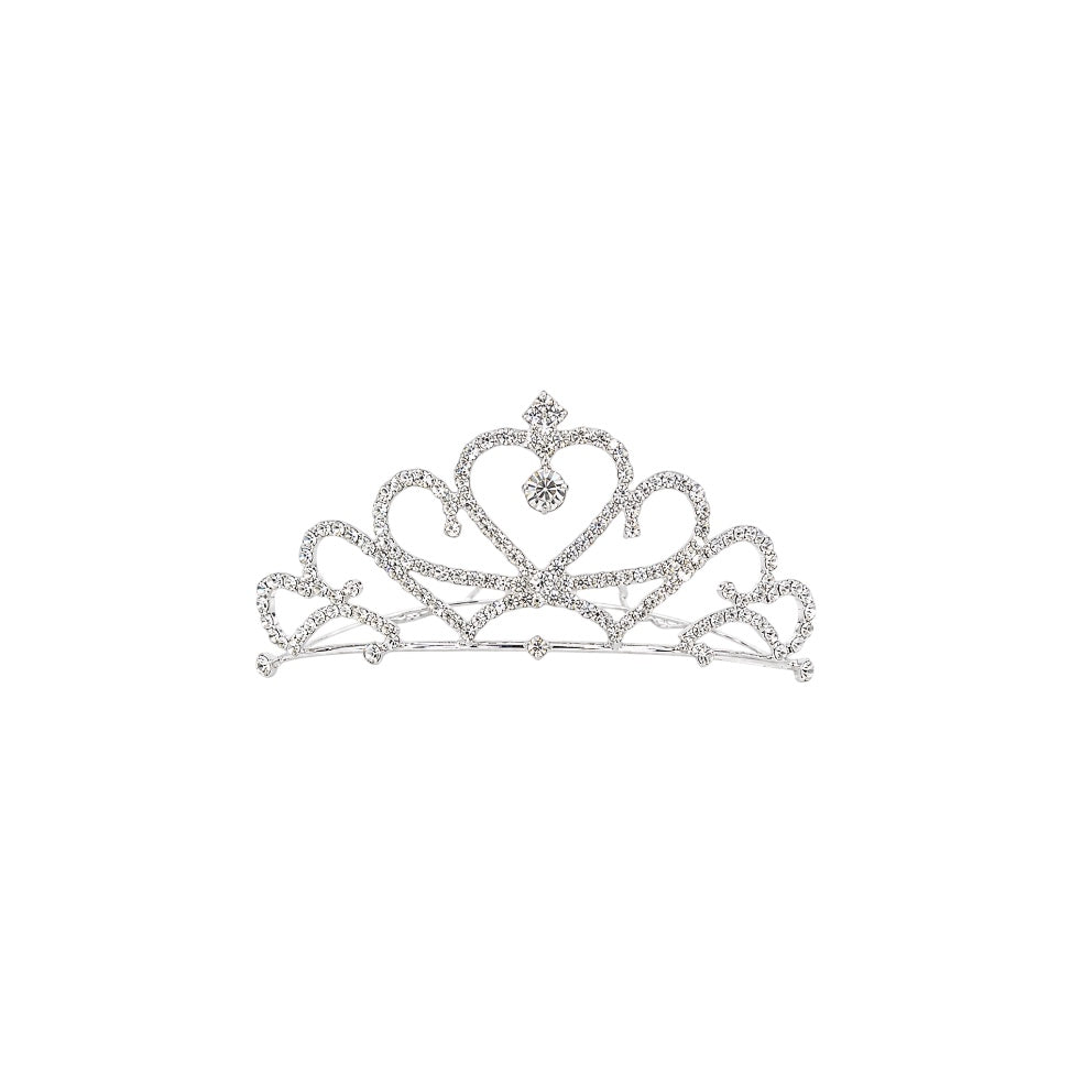 Large Silver Rhinestone Princess Tiara Comb