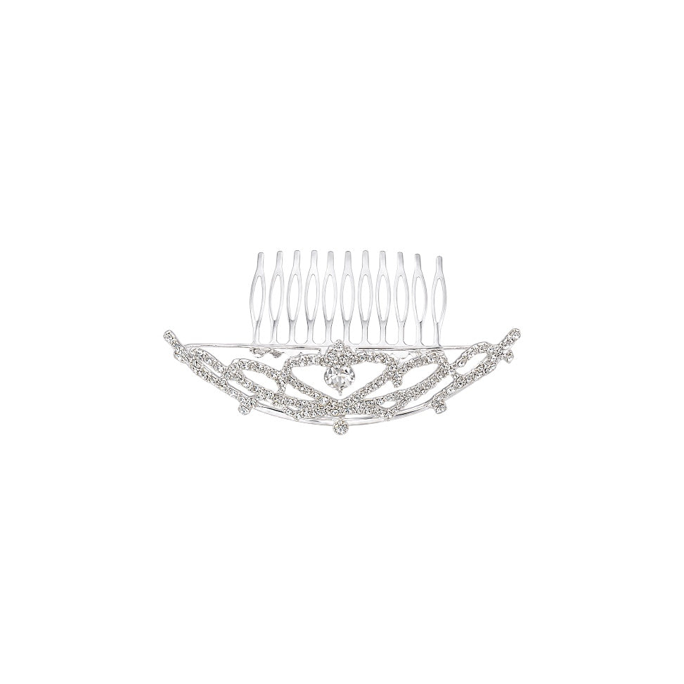 Large Silver Rhinestone Princess Tiara Comb