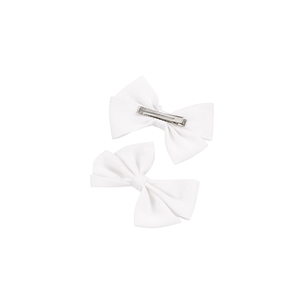 Classic White Ribbon Bow Hair Clip