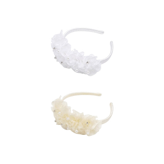 Organza Floral Headband with Pearls & Rhinestones