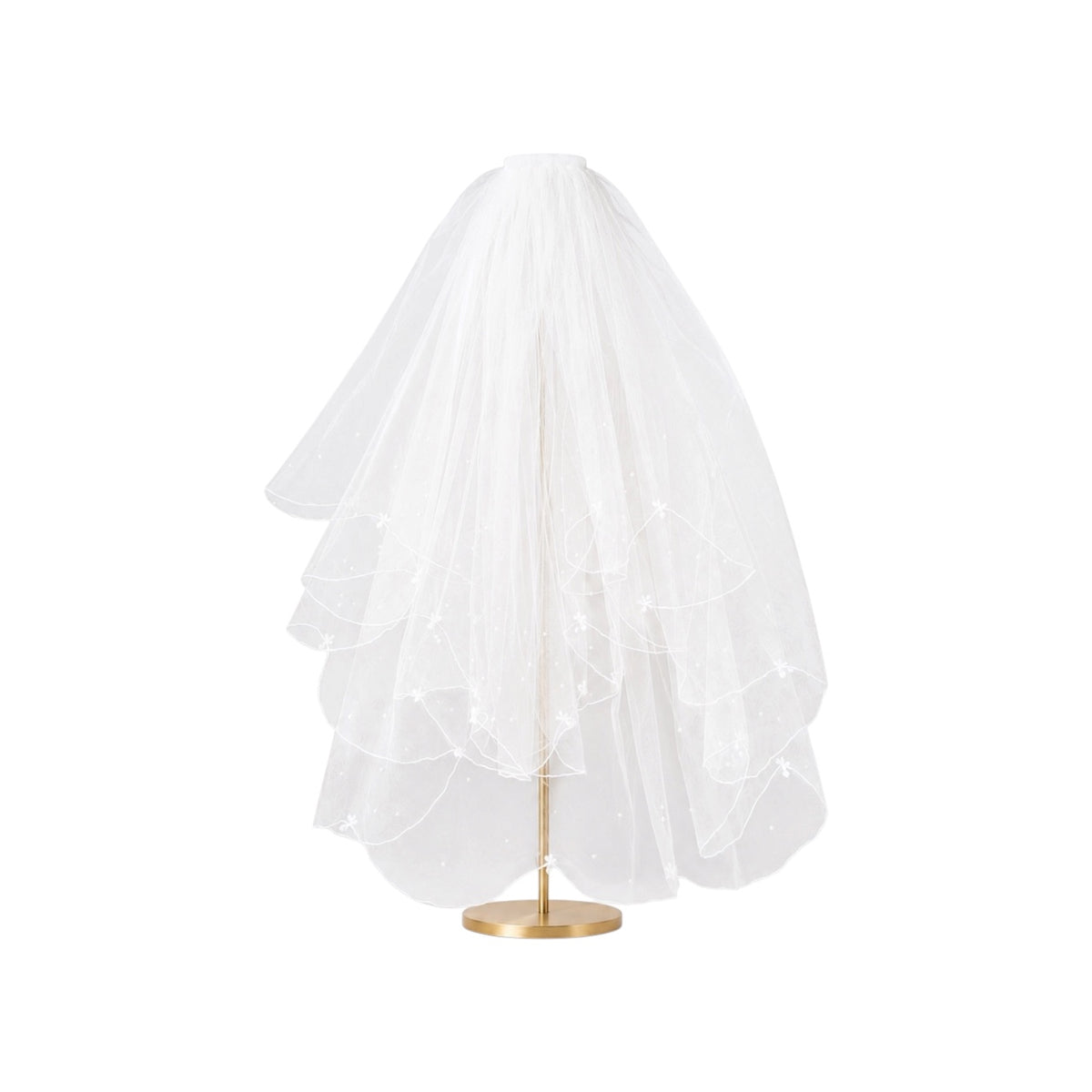 White First Communion Veil with Pearls & Rhinestone Accents