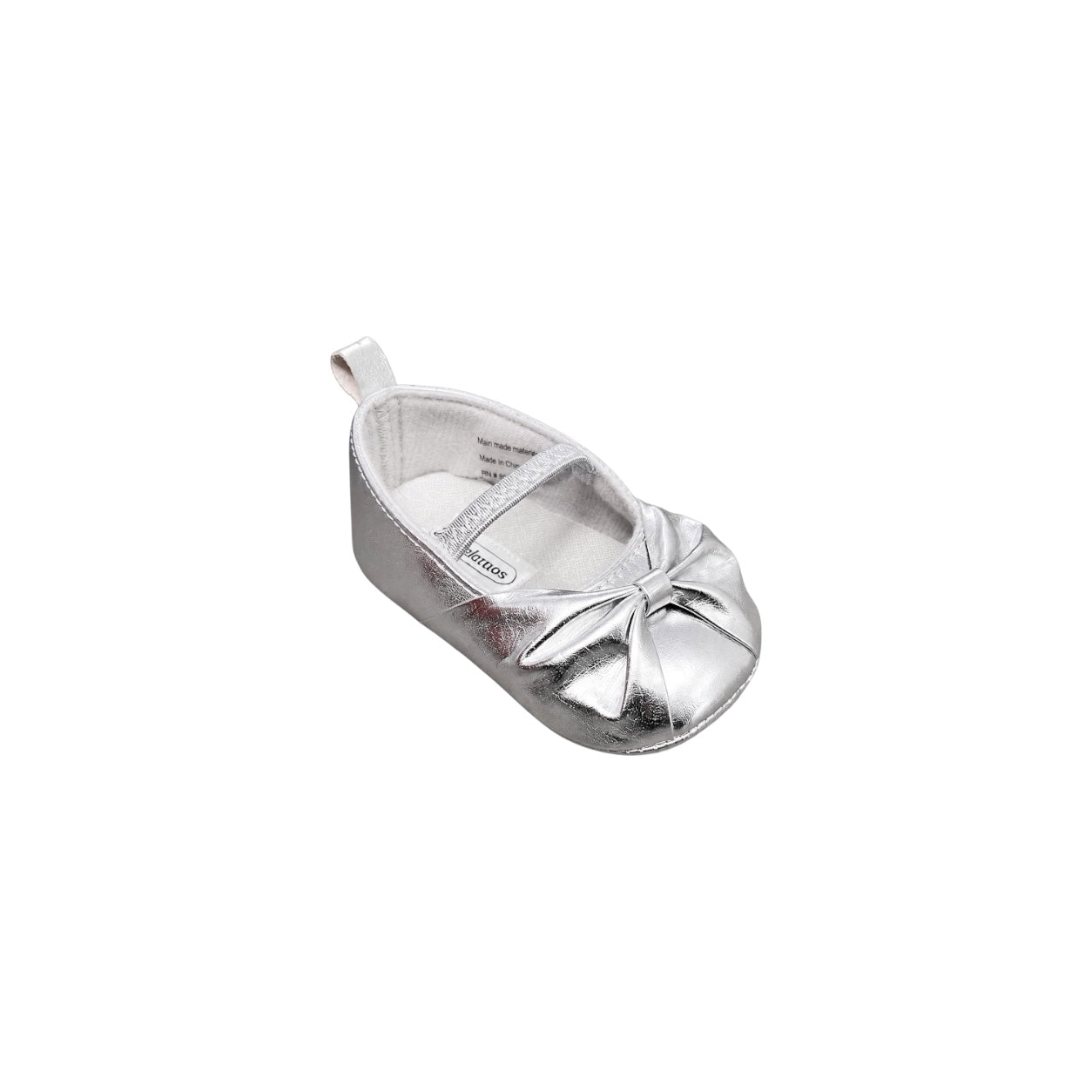 TenderToes Silver Metallic Bow Pre-Walker Ballet Shoes (Soft Sole)