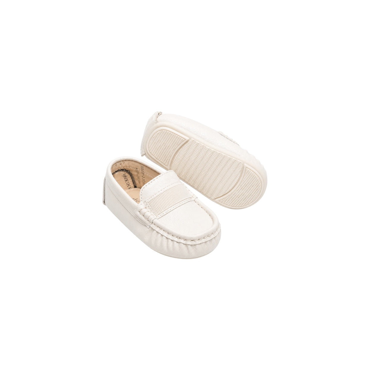 Mavezzano White Italian Leather Baby Moccasin Loafers
