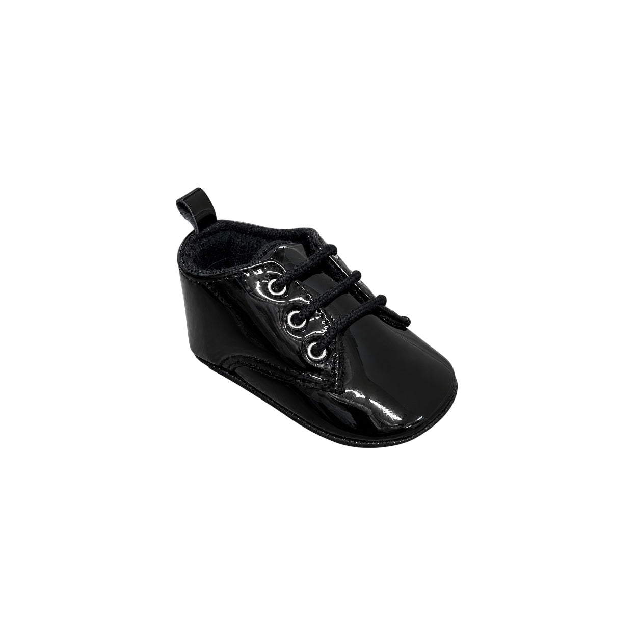 TenderToes Patent Black Lace-Up Pre-Walker Shoes (Soft Sole)