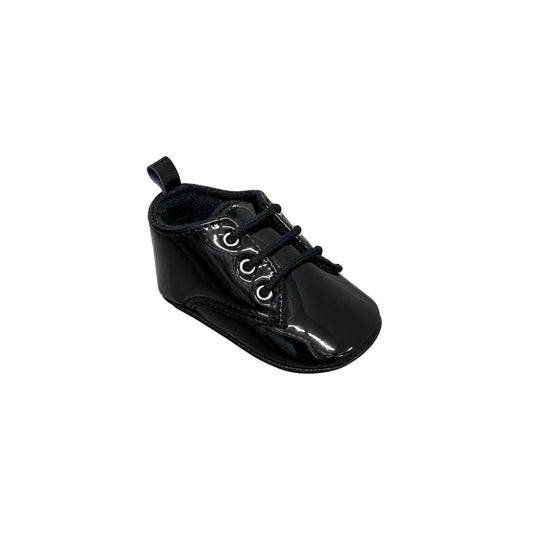 TenderToes Patent Black Lace-Up Pre-Walker Shoes (Soft Sole)