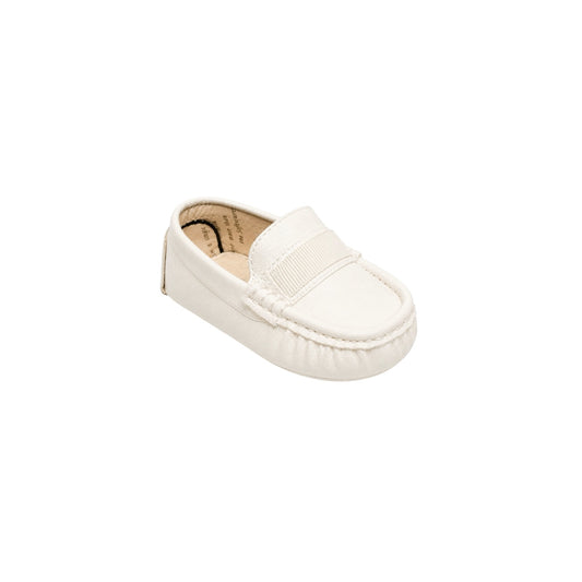 Mavezzano White Italian Leather Baby Moccasin Loafers