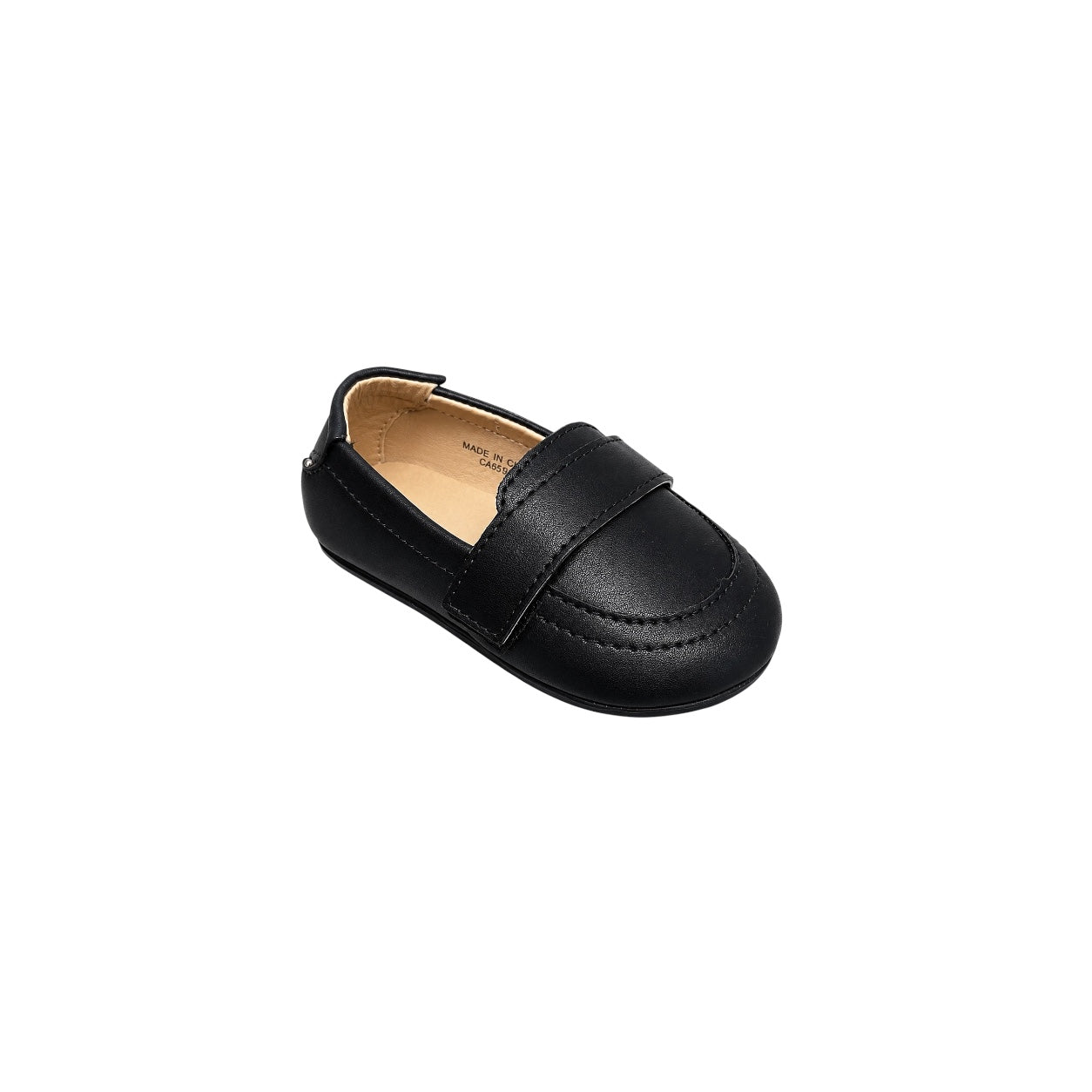 Mavezzano Baby Black Dress Loafers with Comfort Strap
