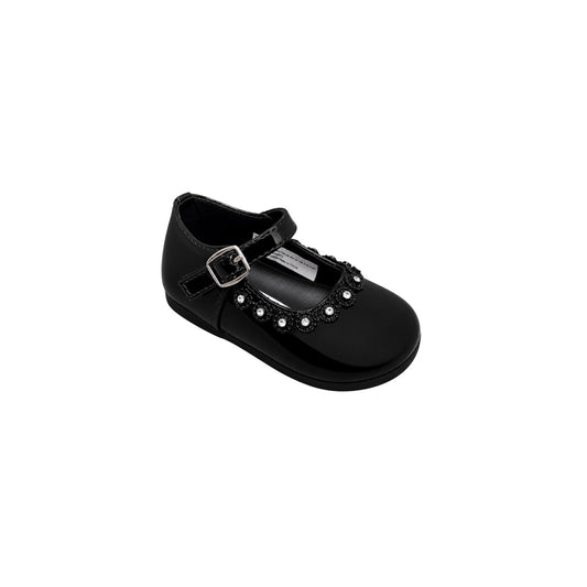 TenderToes Black Patent Rhinestone Mary Jane Dress Shoes