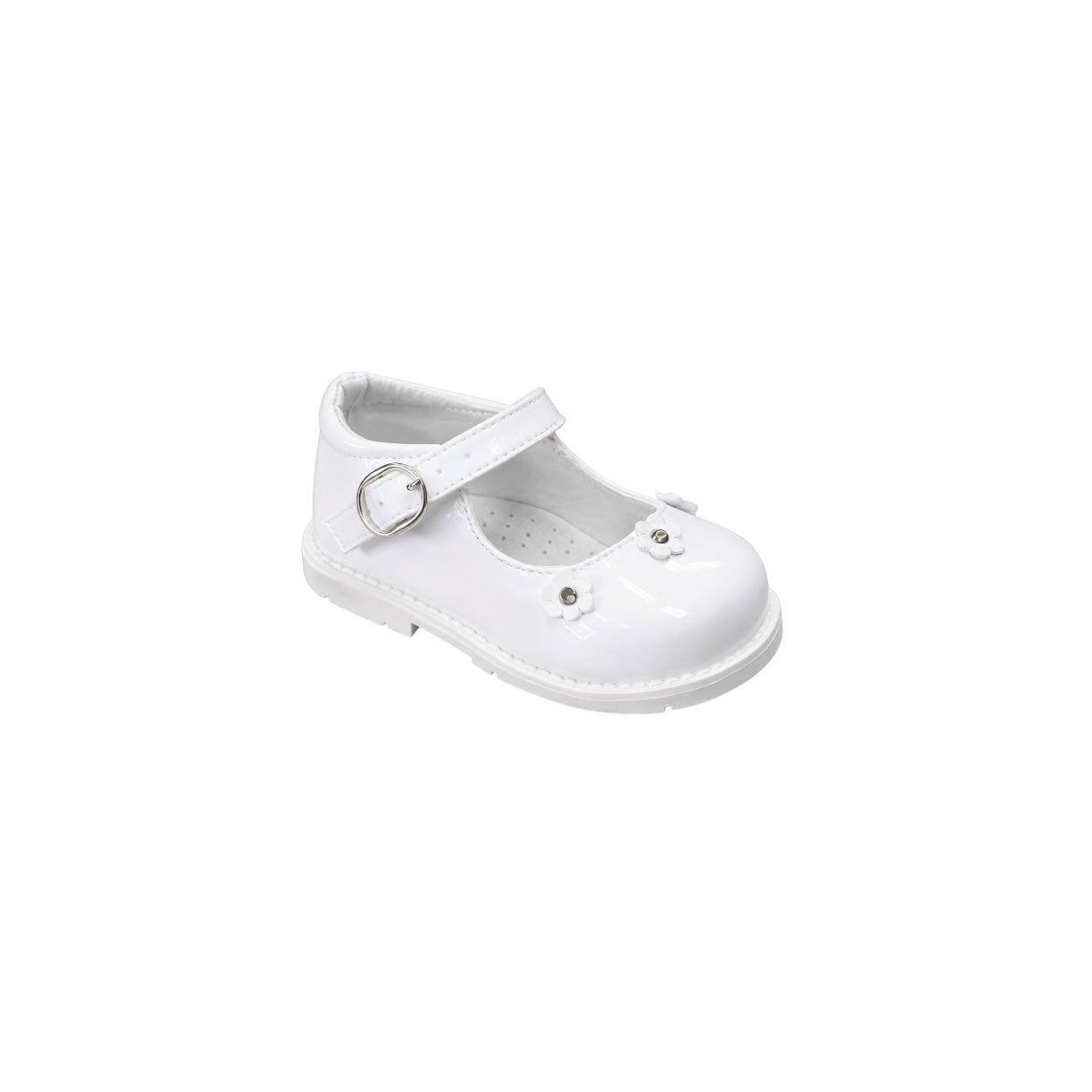 White Patent Floral Mary Jane Dress Shoes (size 5)