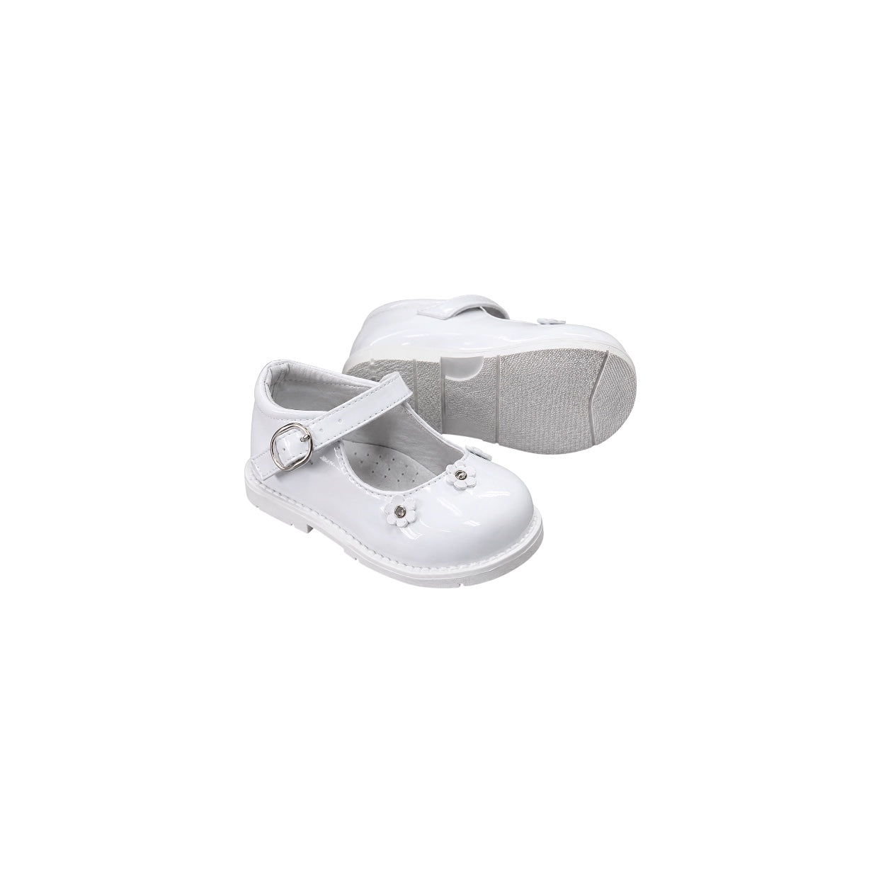 White Patent Floral Mary Jane Dress Shoes (size 5)