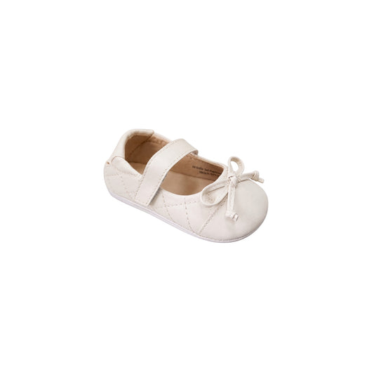 Jolene Beige Quilted Bow Mary Jane Dress Shoes