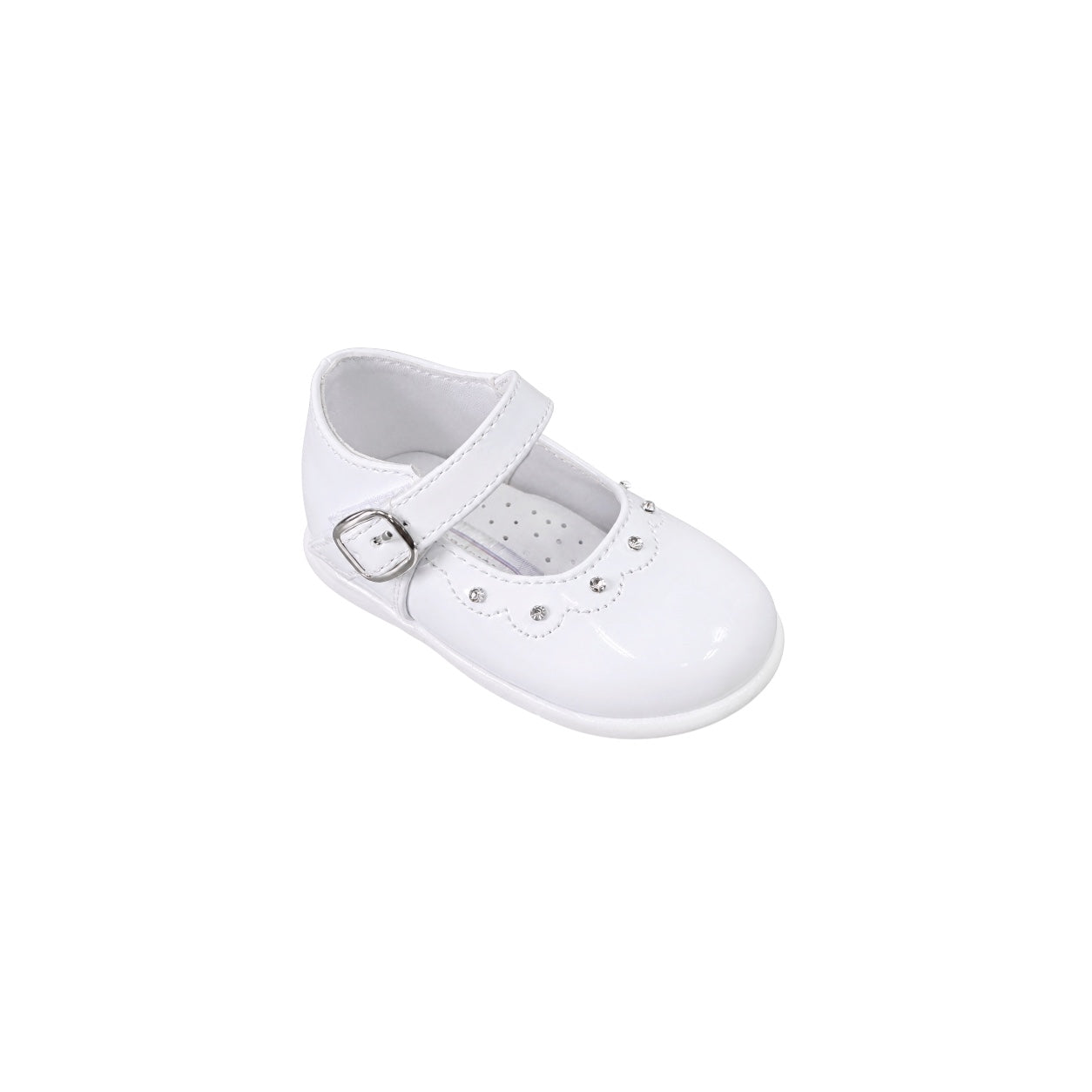 TenderToes White Patent Rhinestone Mary Jane Dress Shoes