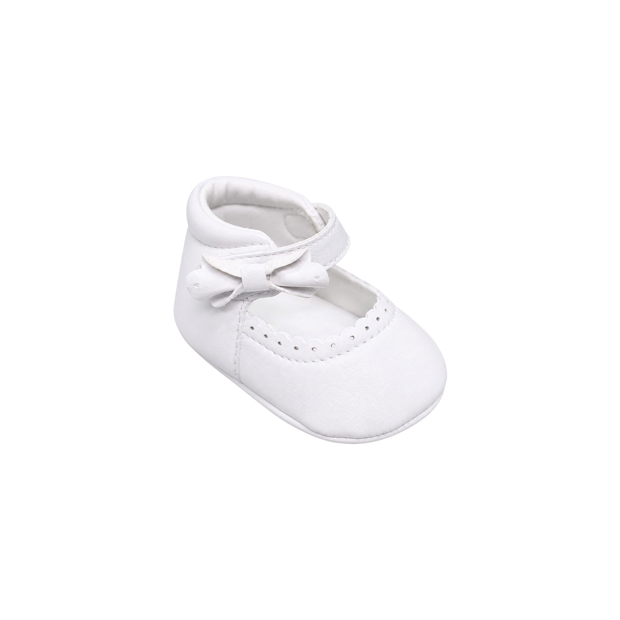 Fancy Kids White Bow Pre-Walker Mary Jane Shoes (Soft Sole)