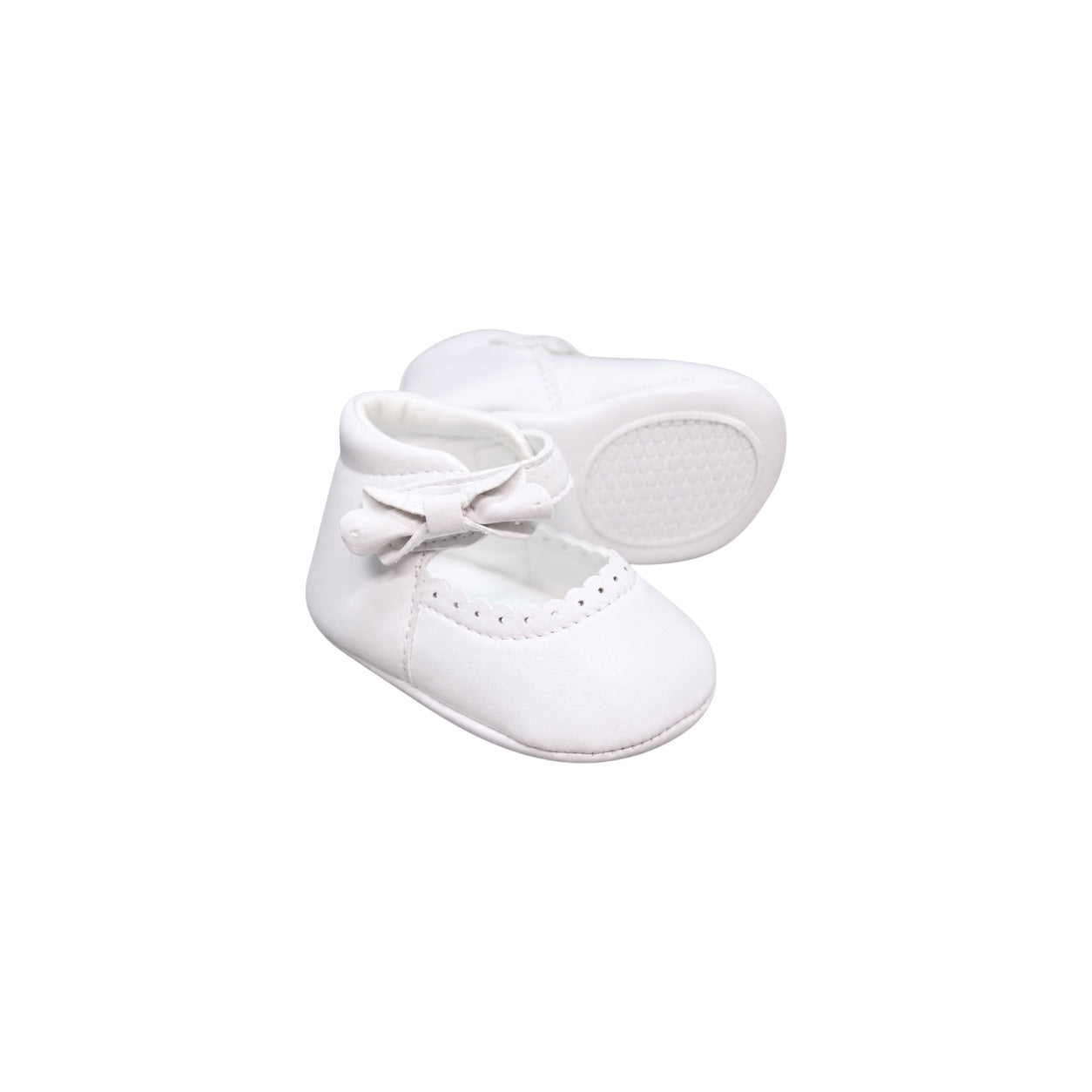 Fancy Kids White Bow Pre-Walker Mary Jane Shoes (Soft Sole)