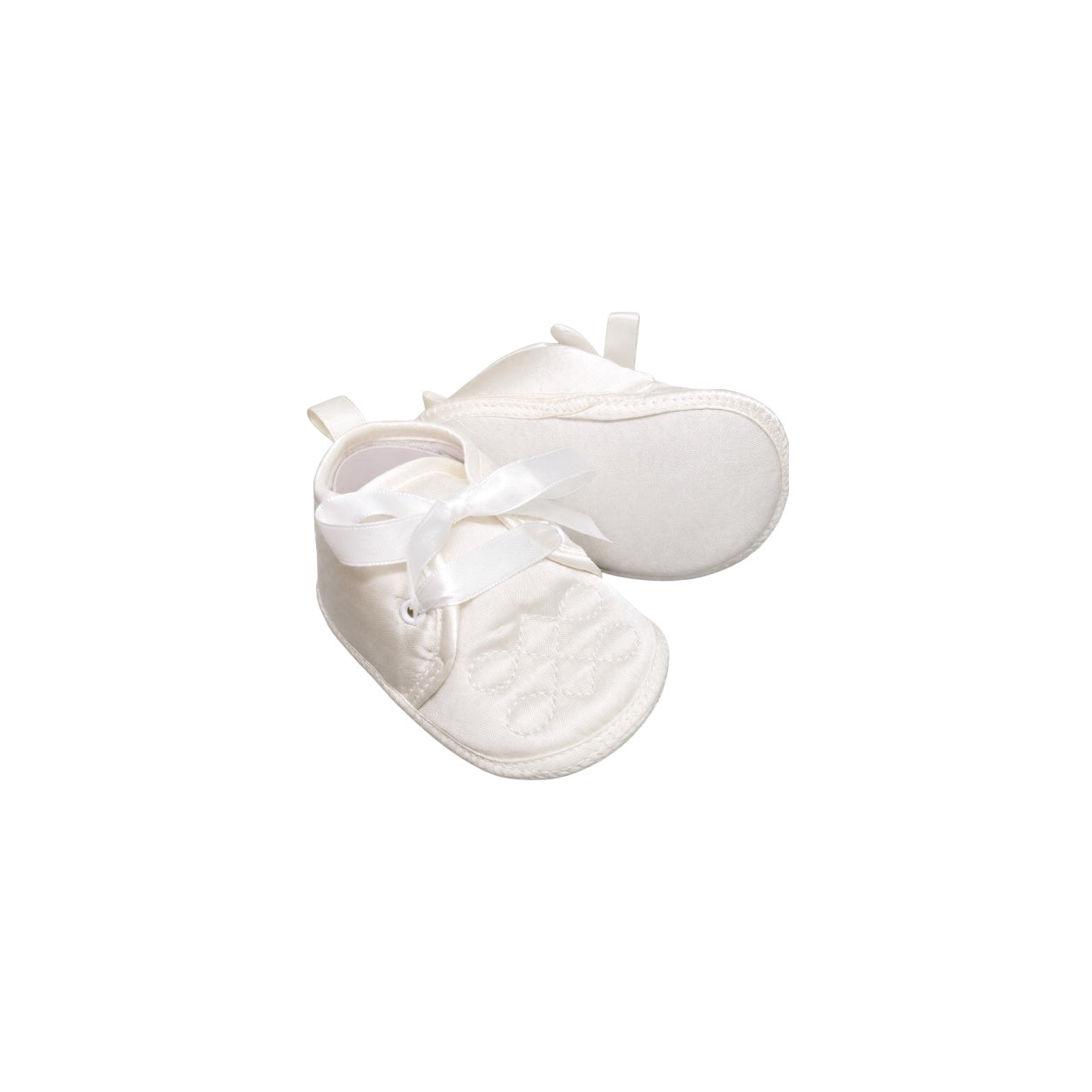 TenderToes Ivory Satin Pre-Walker Shoes with Embroidered Detail (Soft Sole)