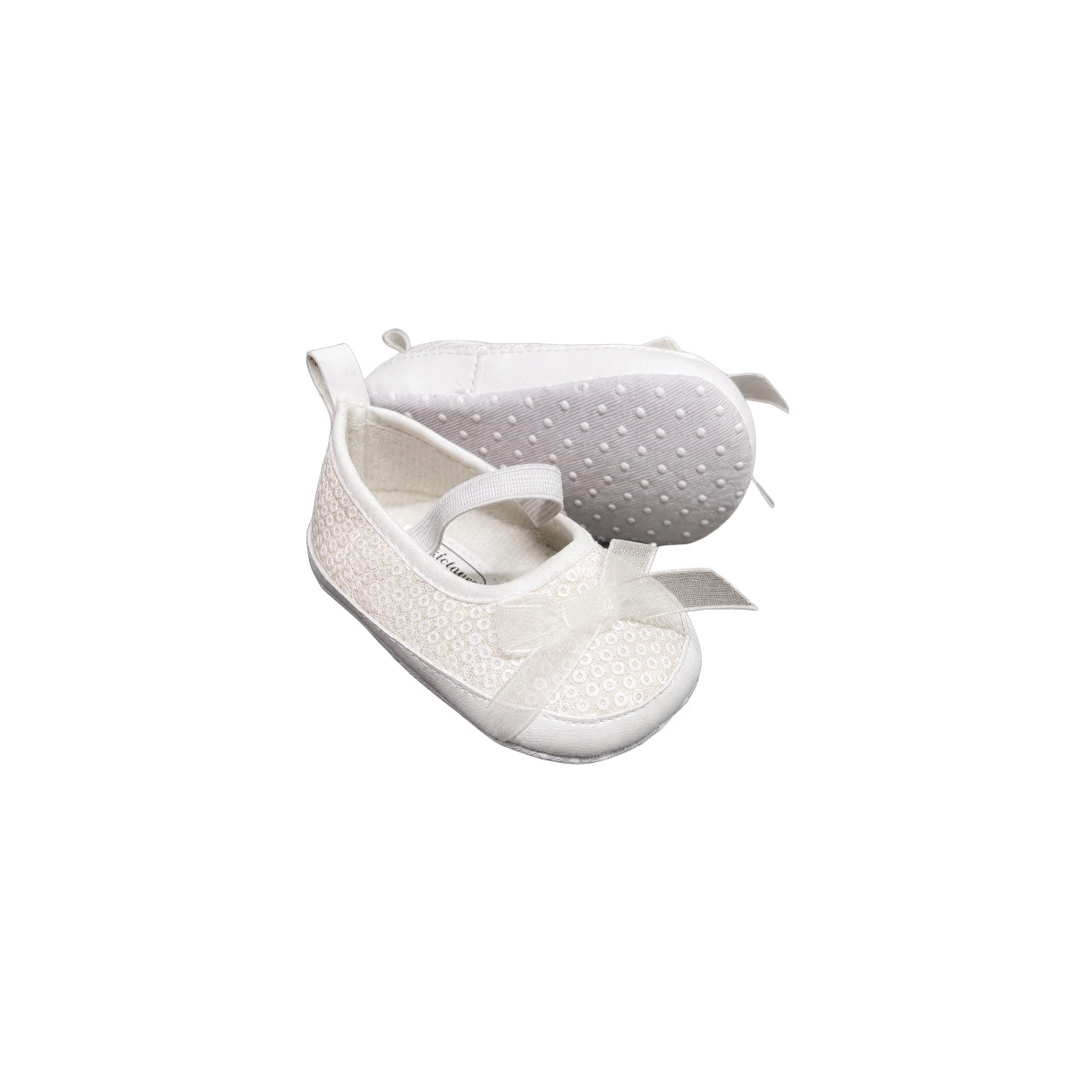 TenderToes Off-White Sequin Bow Pre-Walker Ballet Shoes (Soft Sole)