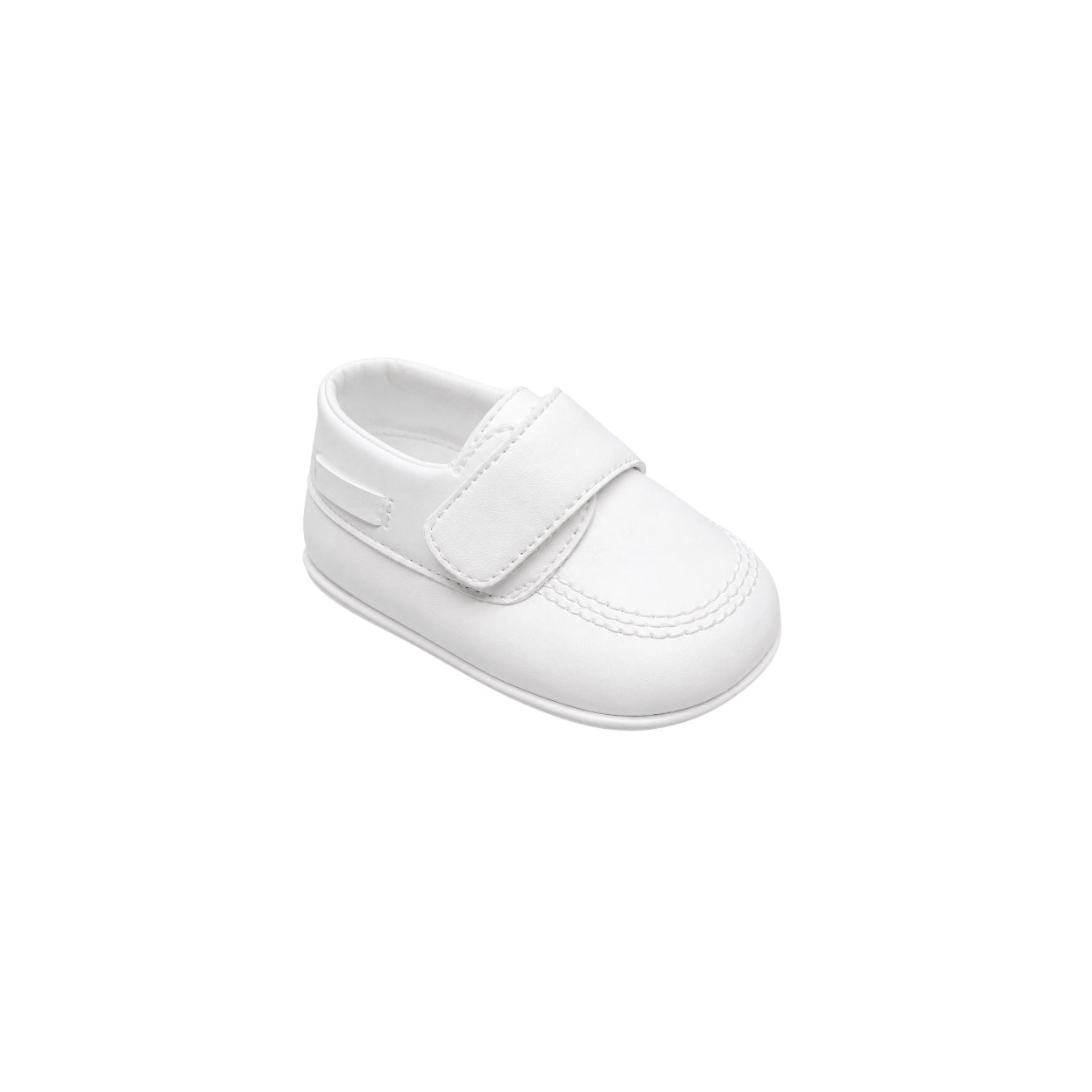 Fancy Kids Baby & Toddler White Moc Toe Loafers with Velcro Strap
