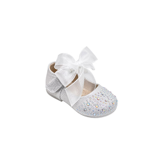 Jolene Baby Girls' Silver Glitter Rhinestone Dress Shoes