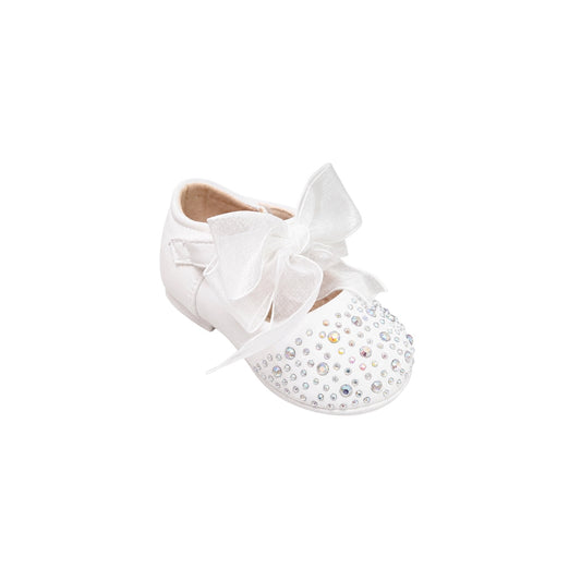 Jolene Baby Girls' White Glitter Rhinestone Dress Shoes