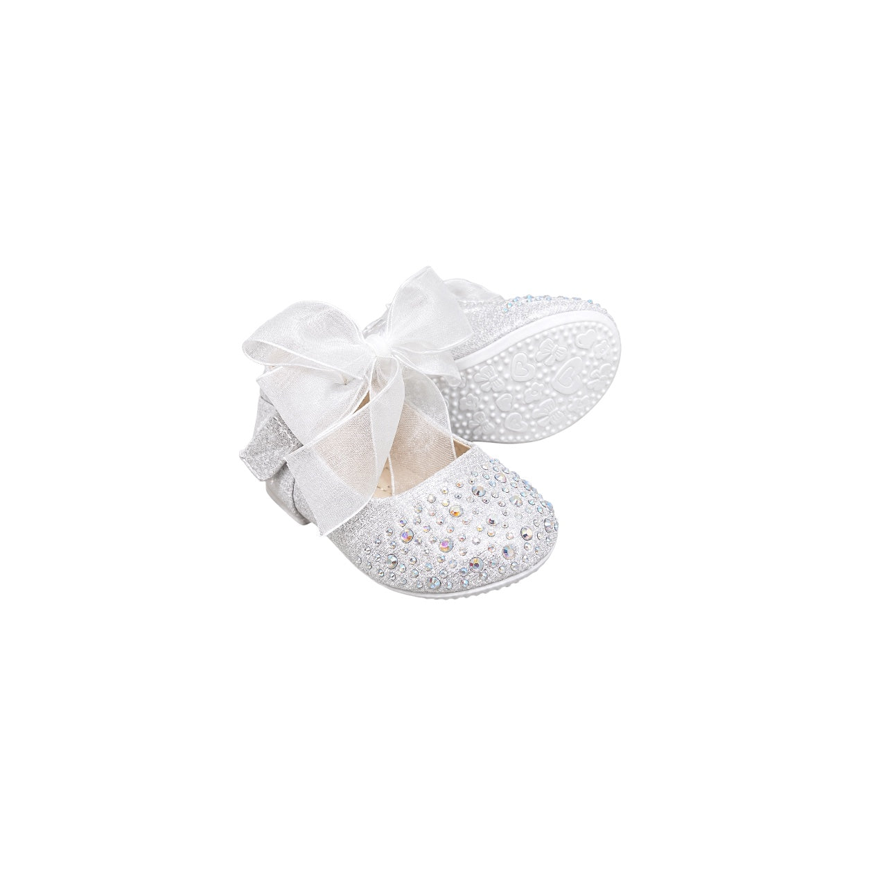 Jolene Baby Girls' Silver Glitter Rhinestone Dress Shoes