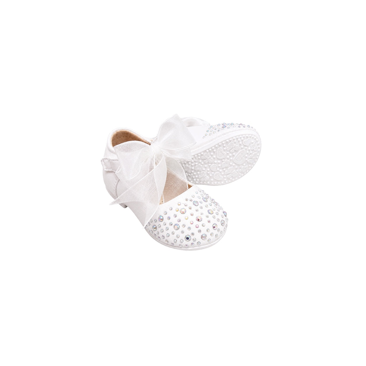 Jolene Baby Girls' White Glitter Rhinestone Dress Shoes