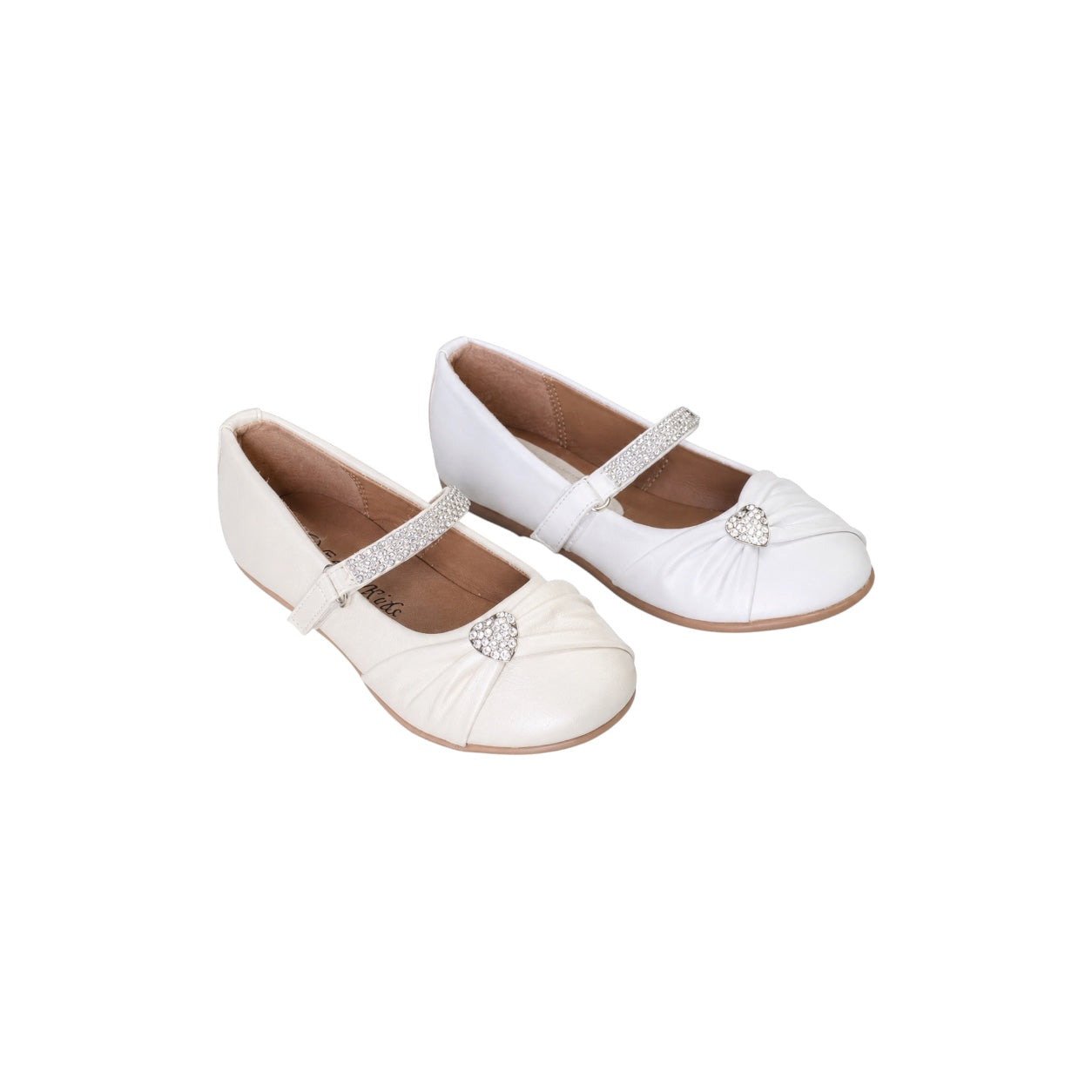 Fancy Kids Girls' Rhinestone Heart Ballet Flats with Sparkle Strap