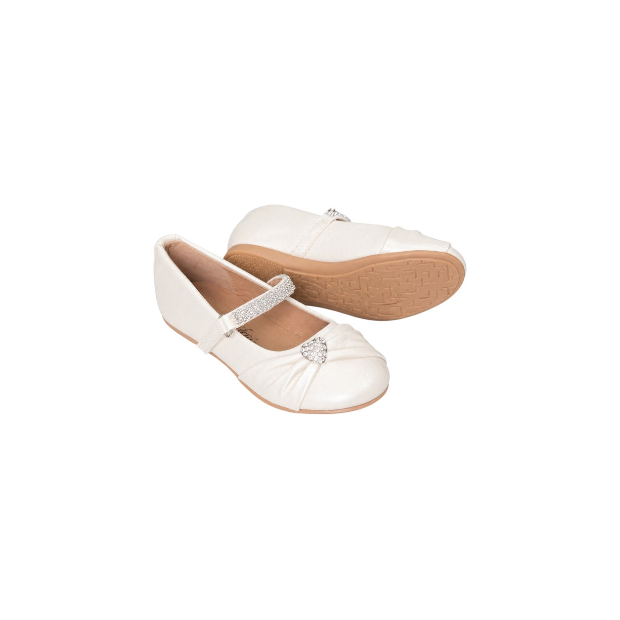 Fancy Kids Girls' Rhinestone Heart Ballet Flats with Sparkle Strap