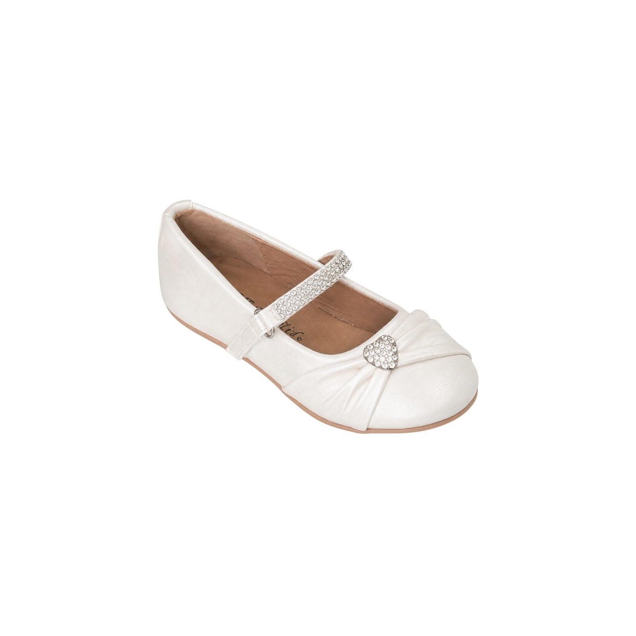 Fancy Kids Girls' Rhinestone Heart Ballet Flats with Sparkle Strap